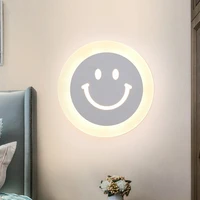 led wall lamps indoor lighting bedside lamp nordic for living room decoration smiley and ultra thin white stairs night lights