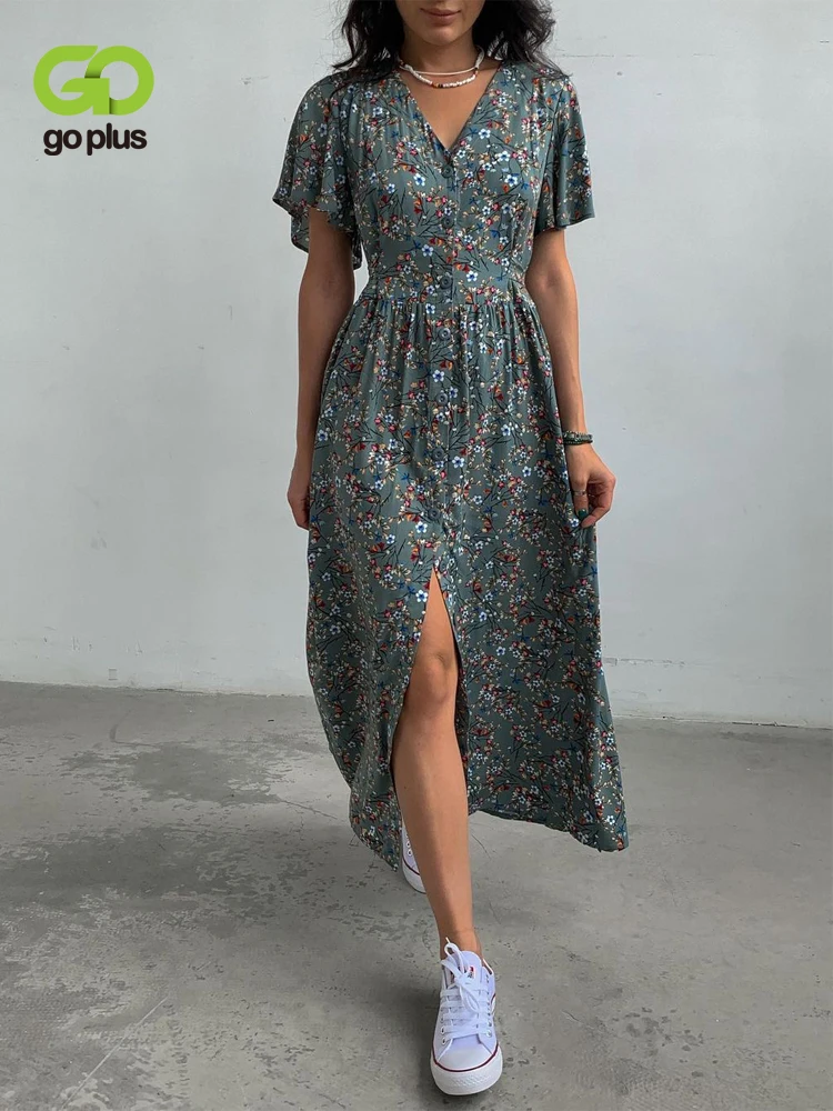 

Женское платье с цветочным принтом, средней длины, C60140