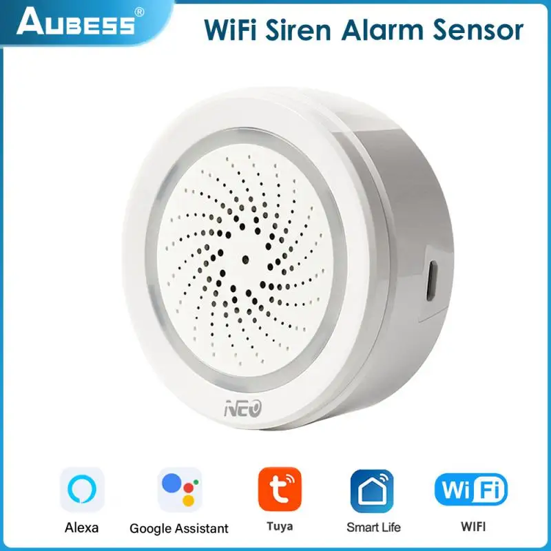 

Tuya WiFi Siren Alarm Temperature Sensor USB Power APP Remote Low Voltage Monitoring Smart Home Work With Alexa Google Assistant