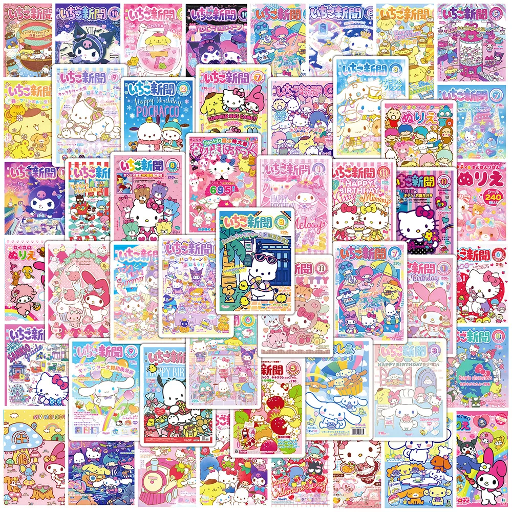 

50Pcs Sanrio Anime Cartoon Hello Kitty Kuromi Kawaii Poster Stickers Decals Laptop Luggage Skateboard Deco Sticker Kid Toy Gifts
