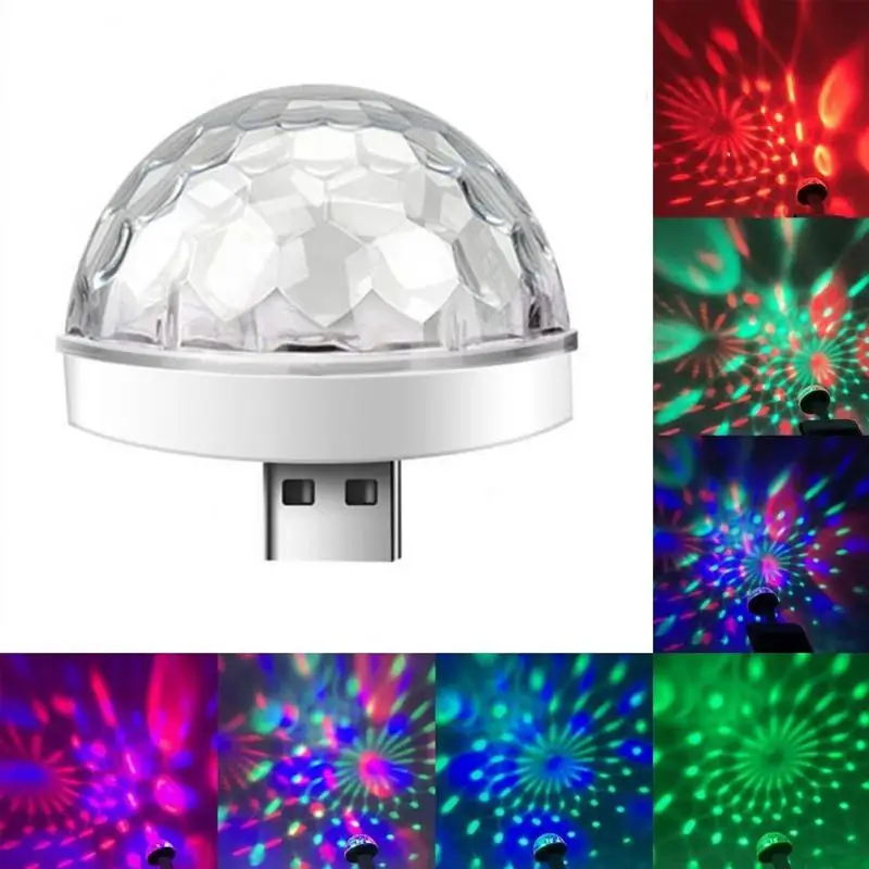 

Mini LED RGB Disco Stage Light DC 5V USB Magic Ball Light Sound Activated for Car Phone Small Lamp Fancy Projector Party Lights