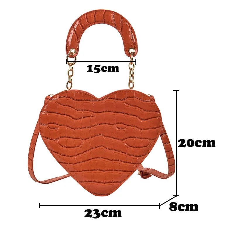 Brand Heart Tote Bag For Women 2023 Stone Pattern PU Leather Crossbody Bags Female Small Shoulder Bags Cute Purse Handbags