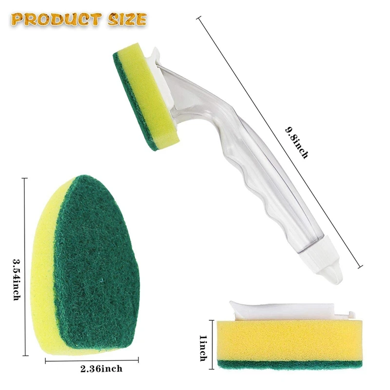 Promotion! Heavy-Duty Dish-Washing Stick Sponge With Handle Non-Scratching And Reusable Dish Sink(9 PCS) |