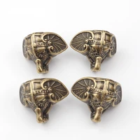 4pcs 2823mm antique elephant vintage bronze jewelry chest box wooden case decorative protection feet leg plastic material