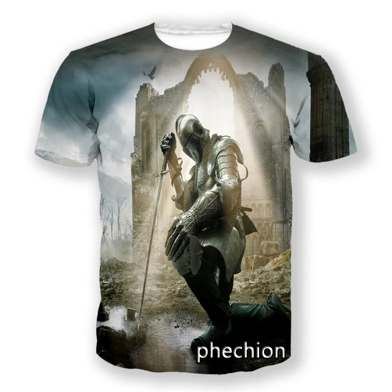 

phechion New Fashion Men/Women Knights Templar 3D Printed Short Sleeve Casual T Shirt Sporting Hip Hop Summer Tops L122
