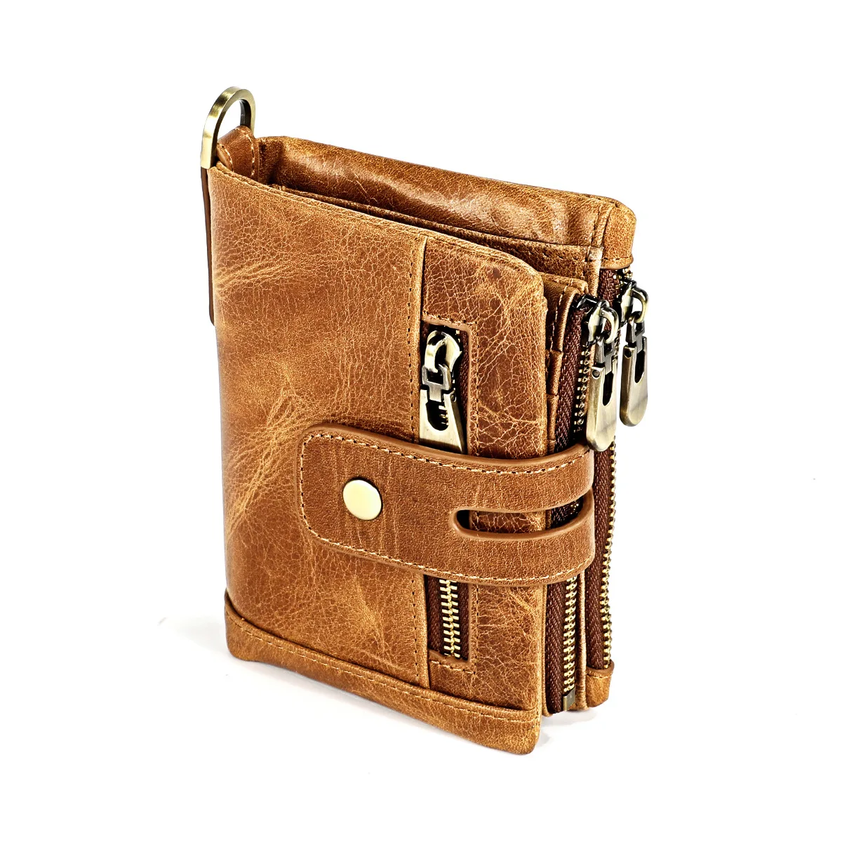 2023 New Genuine Leather Men Wallet Credit Business Card Holder Vintage  Zipper Cowhide Leather Male Coin Wallet Purse Pocket
