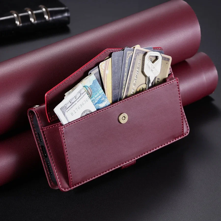 Двухслойный чехол-кошелек с отделениями для карт и фоторамкой iPhone 16 Pro Max