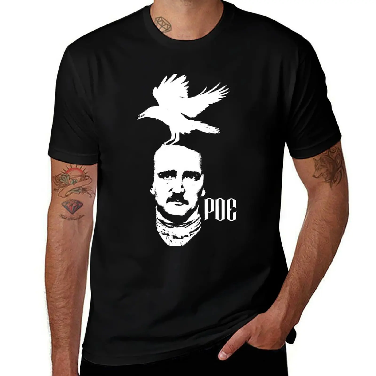 Фото EDGAR ALAN POE - Футболка в готическом стиле с изображением персонажей хоррор-фильмов, мягкая легкая хлопковая футболка №1