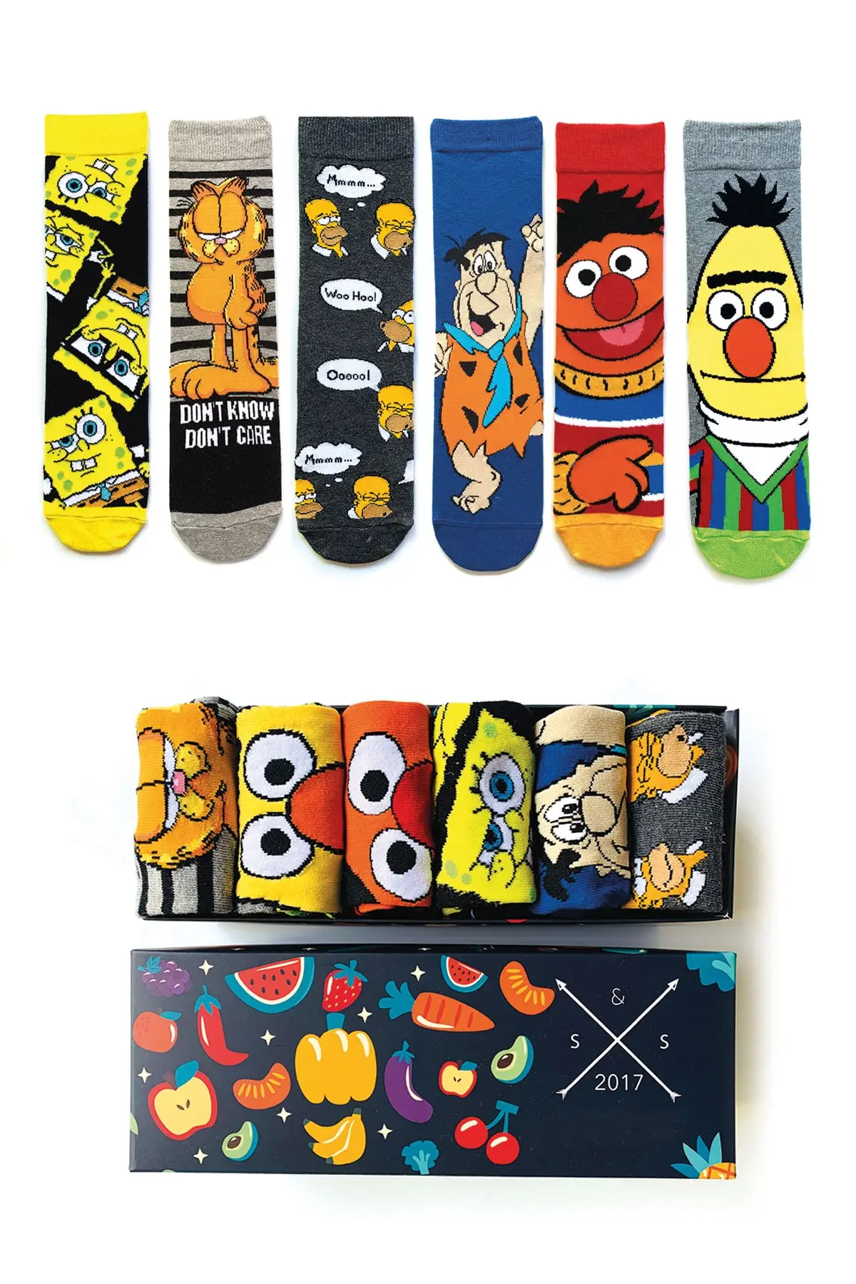 6 Pack Cartoon Socks Box
