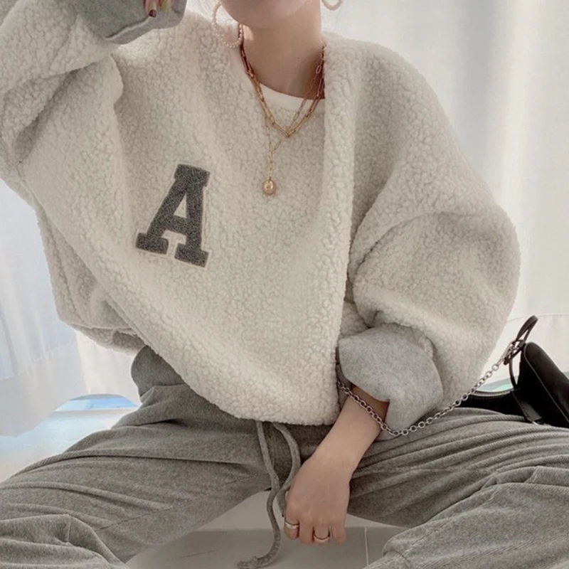 Женская толстовка Korejpaa осень 2021 шикарные свободные однотонные пуловеры из