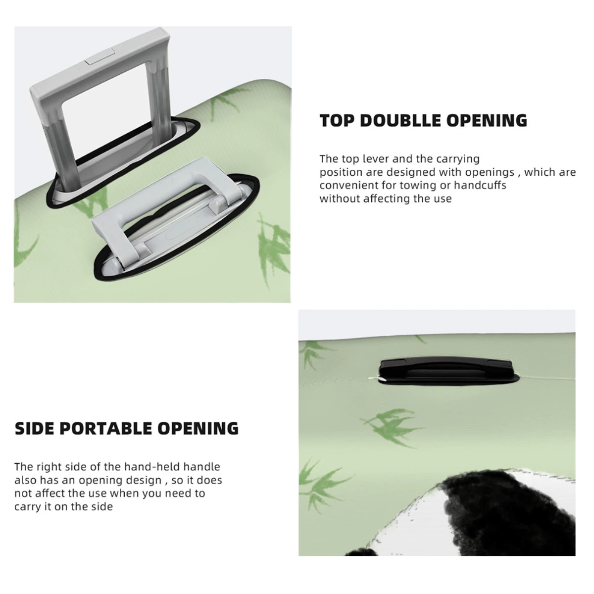 Panda Travel Accessory Luggage Covers High Elastic Fabric Protects Luggage From Dust And Scratches 18-32in Suitcase Cover