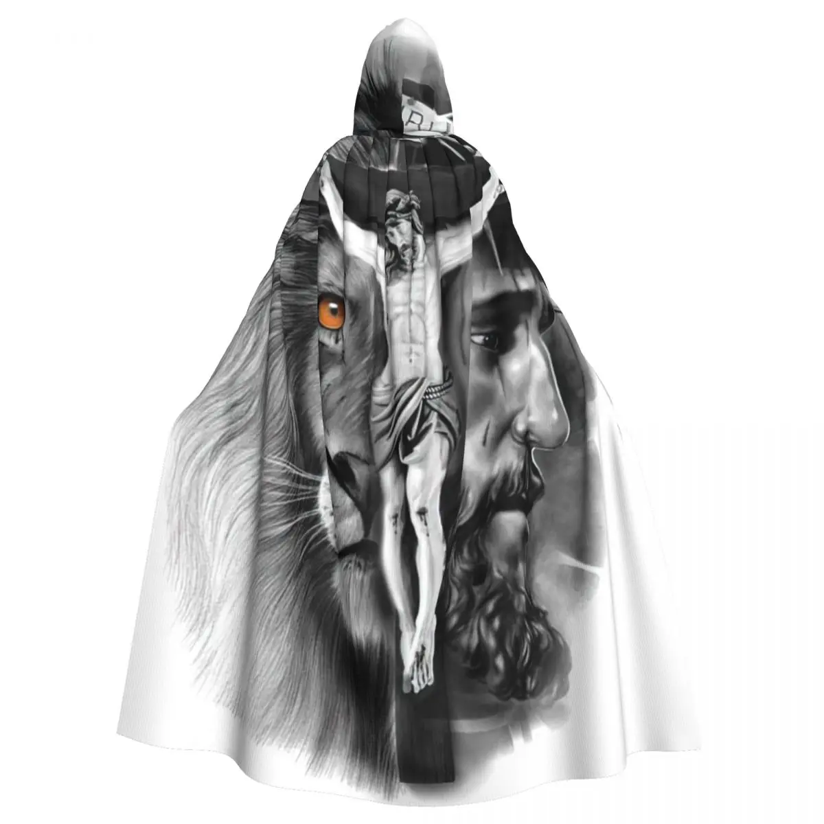 

Jesus Cristo Hooded Cloak Halloween Party Cosplay Woman Men Adult Long Witchcraft Robe Hood