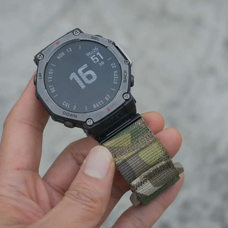 Фото FATBEAR [для Garmin Suunto amazfit Band] нейлоновый ремешок с военными правилами и тактиками 22 мм Multicam MC №3