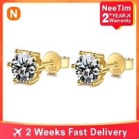 neetim 2ct moissanite earrings for women 925 sterling silver stud earring wedding studs luxury jewelry gift with gra certificate