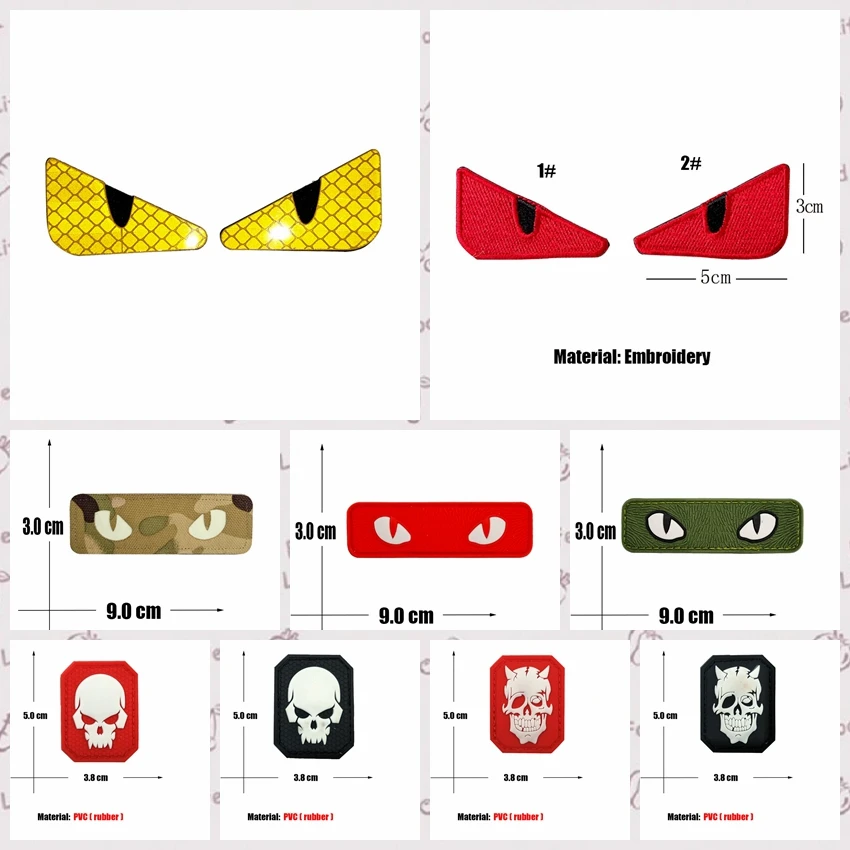 

Skull Demon Skull Luminous 3D PVC Rubber Velcro Armband Little Monster Devil Eye Embroidered IR Tactical Apparel Patch Logo