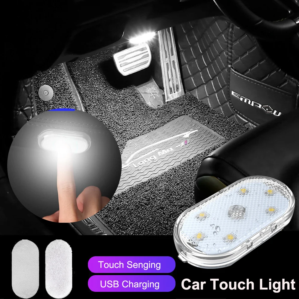 

Touch Switch Car LED Touch Light Mini Size Rechargeable Interior Inspection Lamp Portable Car Roof Trunk 6 LED Beam 120mA