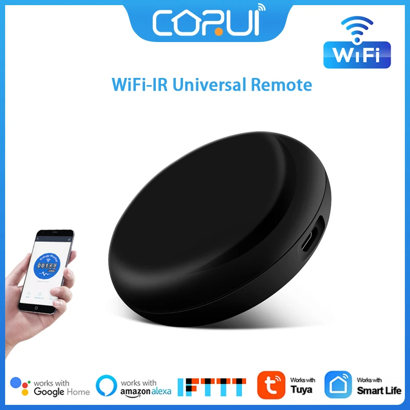 

Пульт дистанционного управления CoRui, умный беспроводной инфракрасный пульт дистанционного управления Wi-Fi для кондиционера, ТВ, работает с приложением Tuya/Smart Life и Alexa