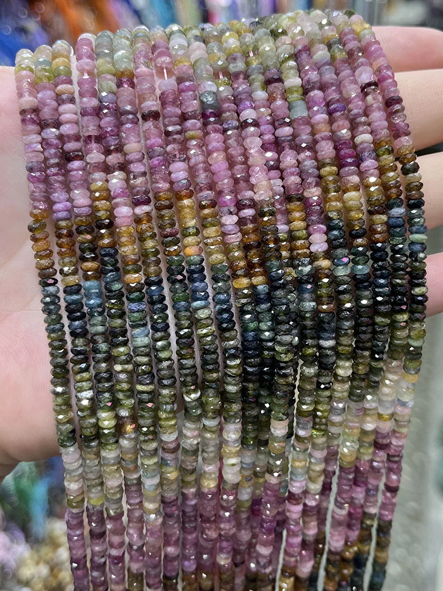 Натуральный цвет турмалин искусственная бусина Маленький граненый разделитель