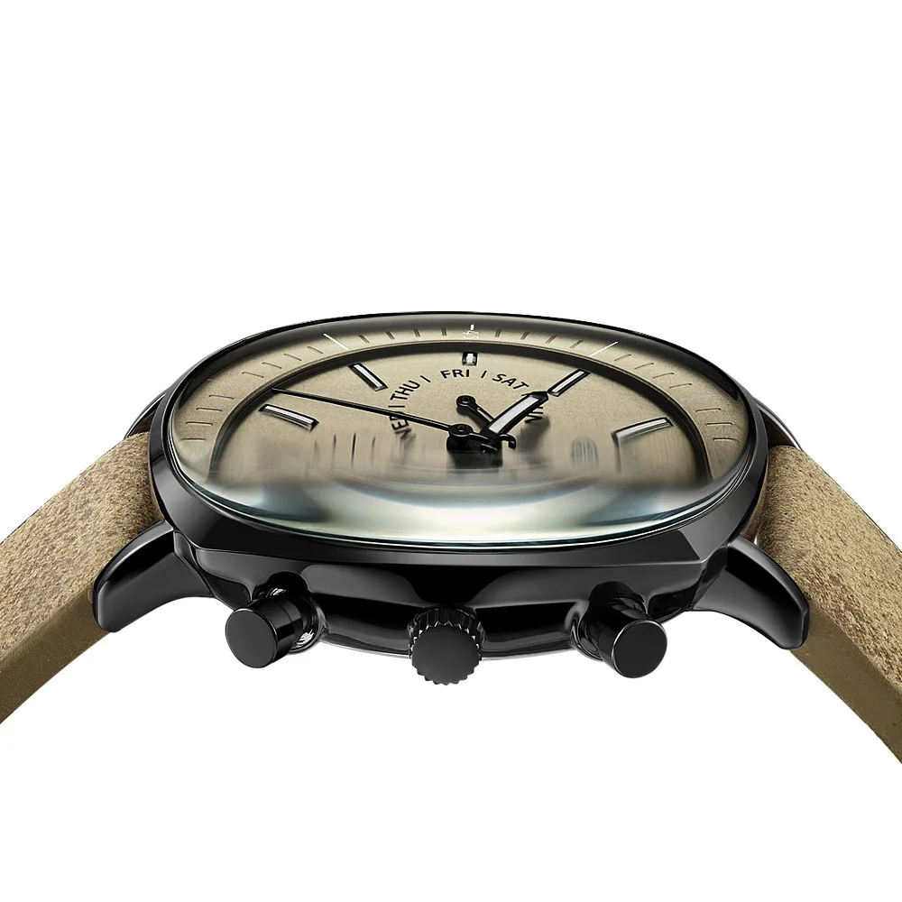 Dial Quartz Genuine Fas Hion Simple Large Waterproof Belt Men's Watch Leather Sports Fashion Simple Clock For Boy JULIUS watches enlarge