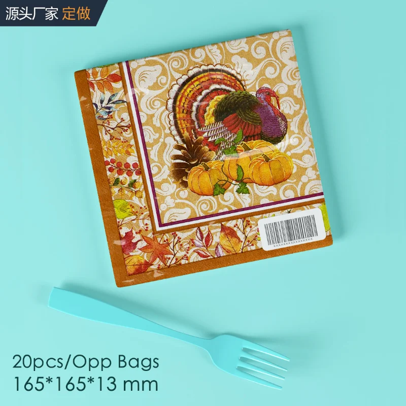 

Summer Maple Tissue Thanksgiving Turkey Tissue Food Grade Printed Square Tissue 2-ply Party Unscented Drawers 10pcs