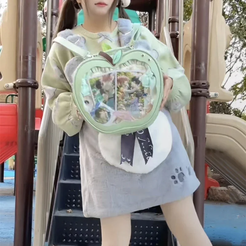 Фото Креативная женская сумка-рюкзак Apple Ita Bag Original Cute Kawaii с пятиконечной звездой, уличная мода, сумка через плечо в стиле Харадзюку для девушек №2