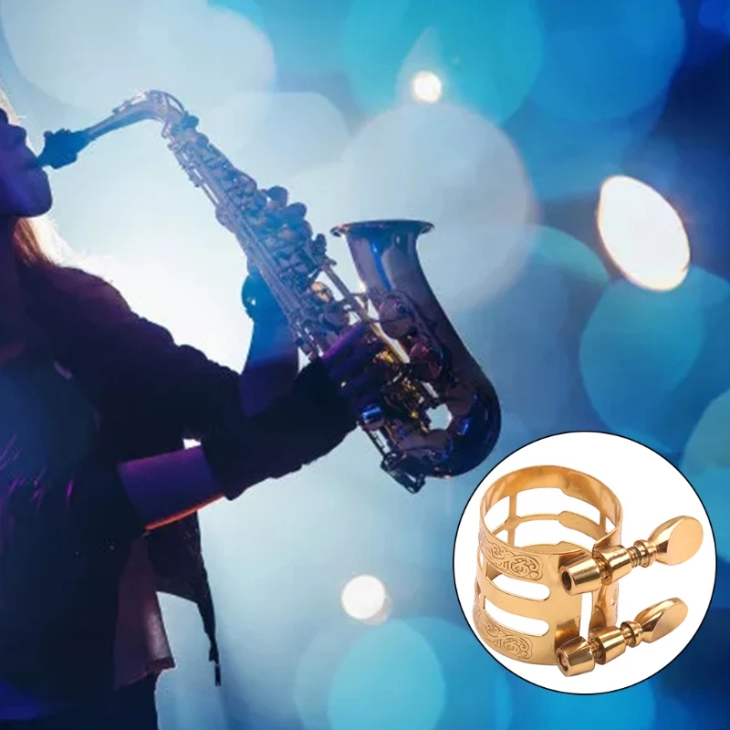 

Double Screw Adjustment Saxophone Fastener Clip Compact Sax Ligature for Alto