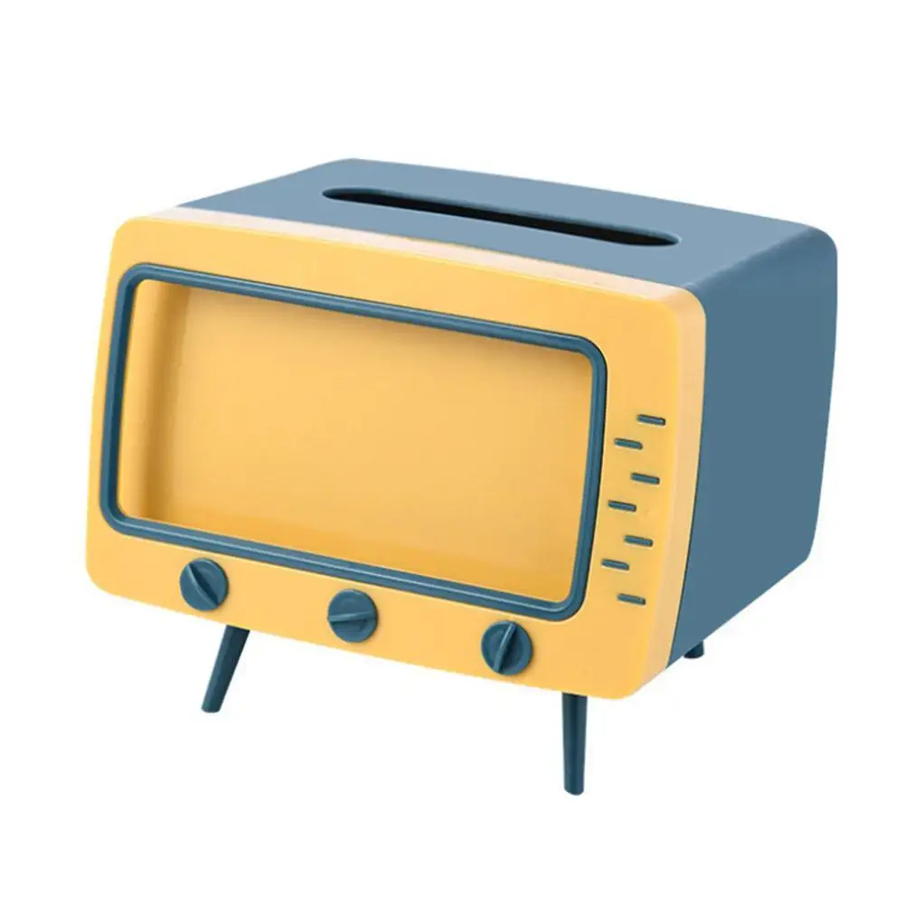 w kształcie telewizora Pudełko na chusteczki ze stojakiem telefon komórkowy Kawaii Dozownik Wielofunkcyjny do salonu P6i3