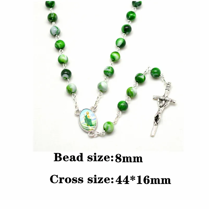 Акриловое волокно с украшением в форме Креста религиозный Розарий Ожерелье