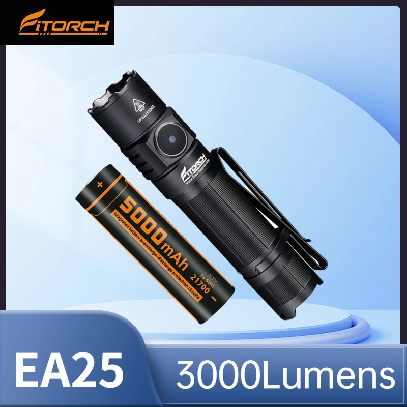 

Fitorch EA25 ltra-Bright Flash Светильник 3000 люмен перезаряжаемый LUMINUS SST70 светодиодный Long Runnig Tactical Troch светильник с батареей 21700