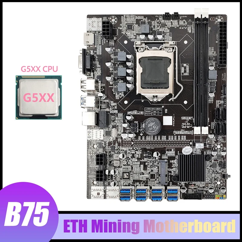 

Материнская плата B75 для майнинга BTC + процессор G5XX LGA1155 8xpcie к USB 3,0 адаптер DDR3 MSATA B75 USB ETH материнская плата для майнинга