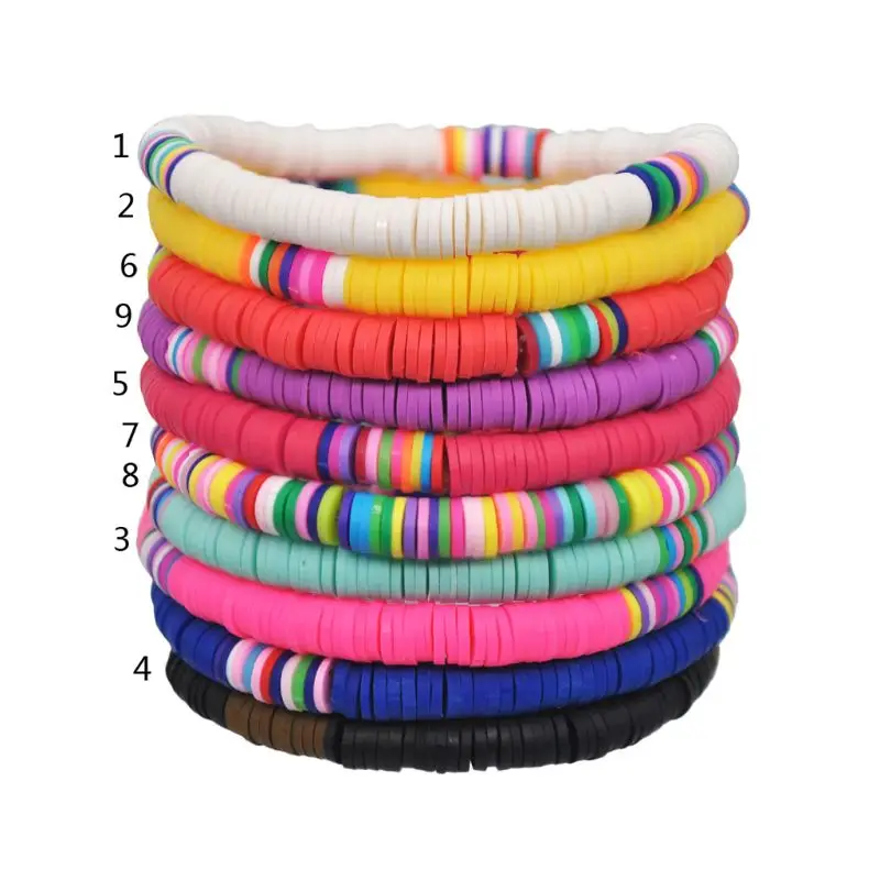 

Soft Pottery Beads Bracelet Exquisite Handmade Clay Beaded Elastic Wristband Fashion Jewelry Summer Beach Bangle