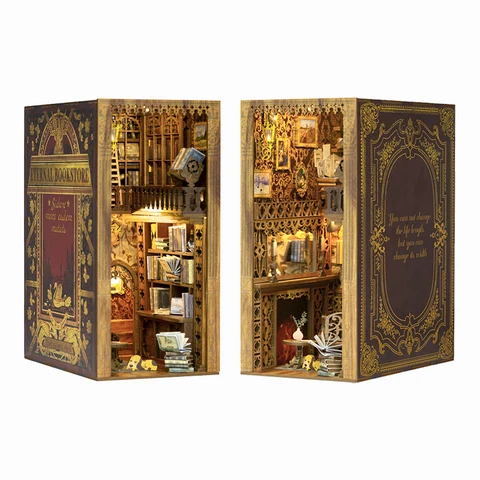 Деревянная книжная полка CUTEBEE «сделай сам», миниатюрный домик, нук, Сакура, набор моделей, коллекционная игрушка для подарка на день рождения
