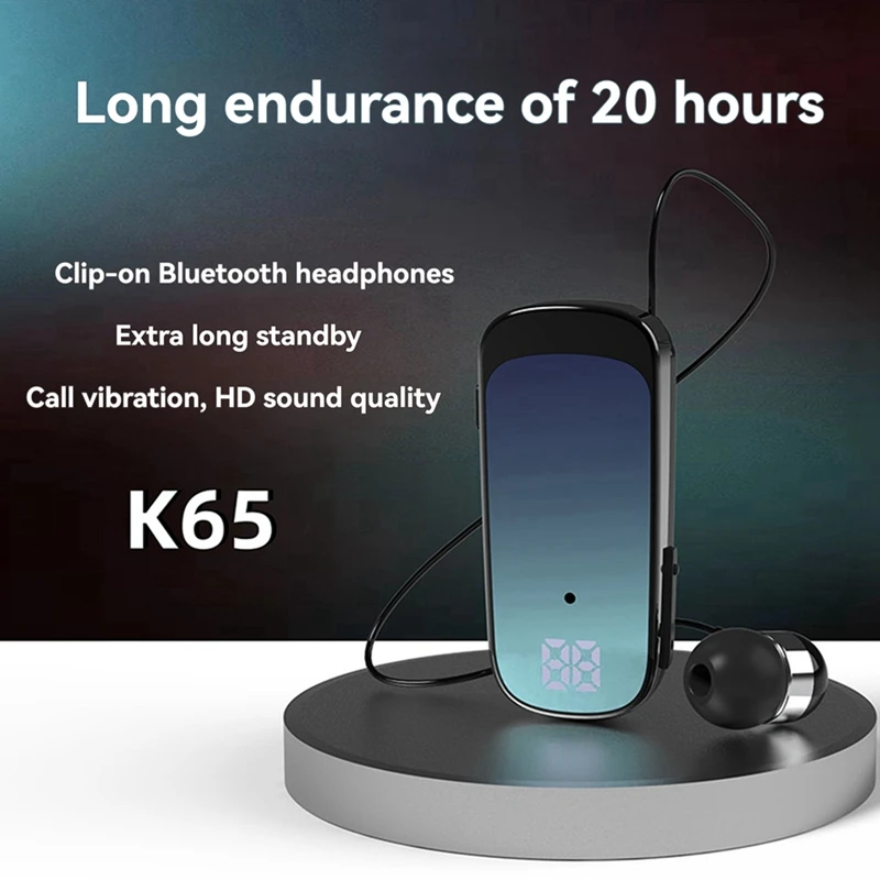 K65 Выдвижная проводная Bluetooth-гарнитура с зажимом для галстука-вкладышем и