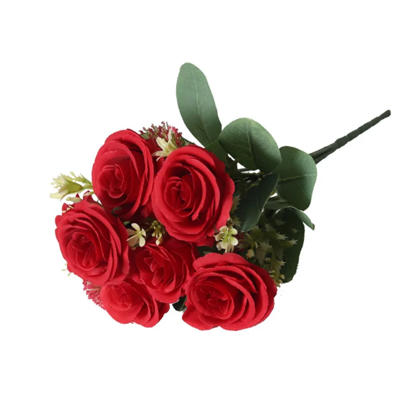

1 Bunch Of 7 Gentleman Roses Simulation Roses Fake Flower Landscaping Decoration Wedding Flower Arrangement