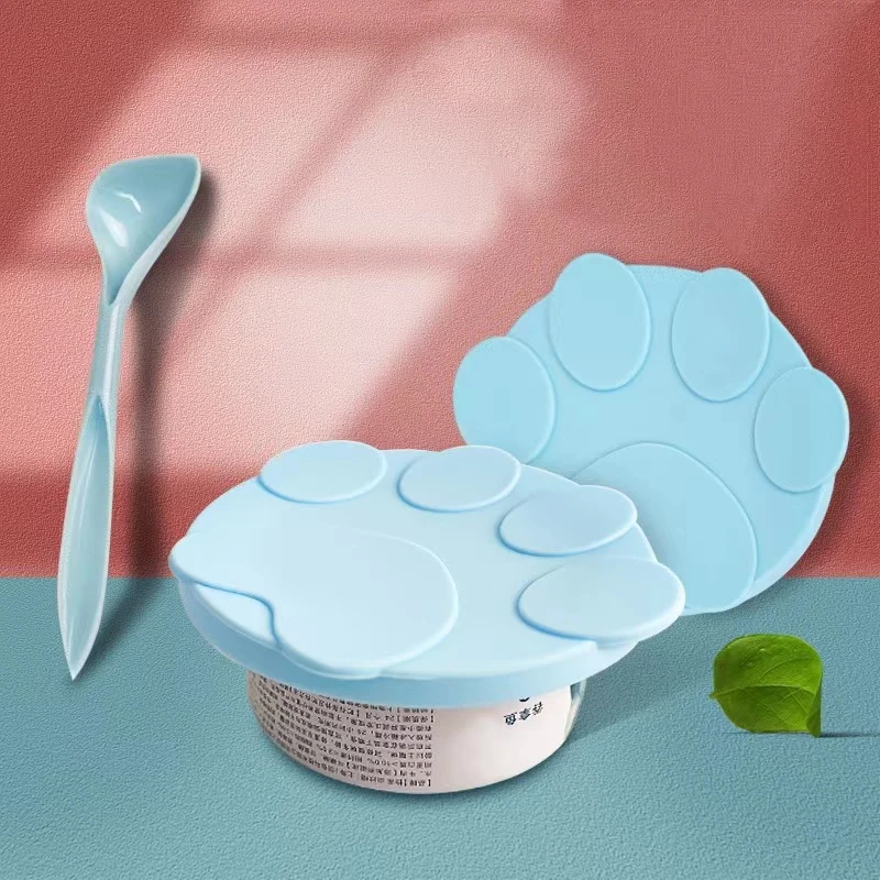 

Portable Silicone Dog Cat Canned Lid 2-in-1Food Sealer Spoon Pet Food Cover Storage Fresh-keeping Lids Bowl Dog Accessories