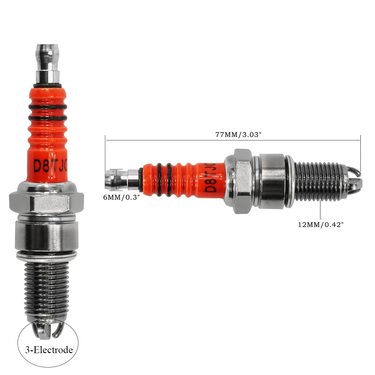 3-электроды свечи зажигания A7TC A7TJC D8TC D8TJC для GY6 50cc 125cc 150cc 175cc 200cc