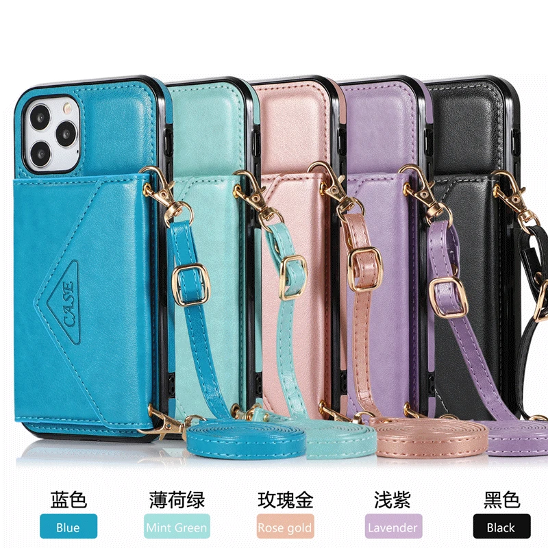 

Suitable for iPhone14 mobile phone case slung Apple 12 leather case Samsung S22 fashion lanyard protective case