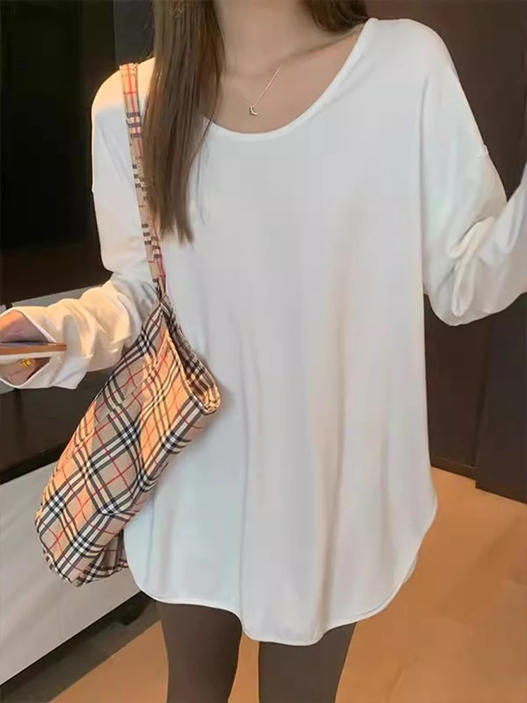 Белая нижняя рубашка на флисовой подкладке женская осенне-зимняя толстовка с