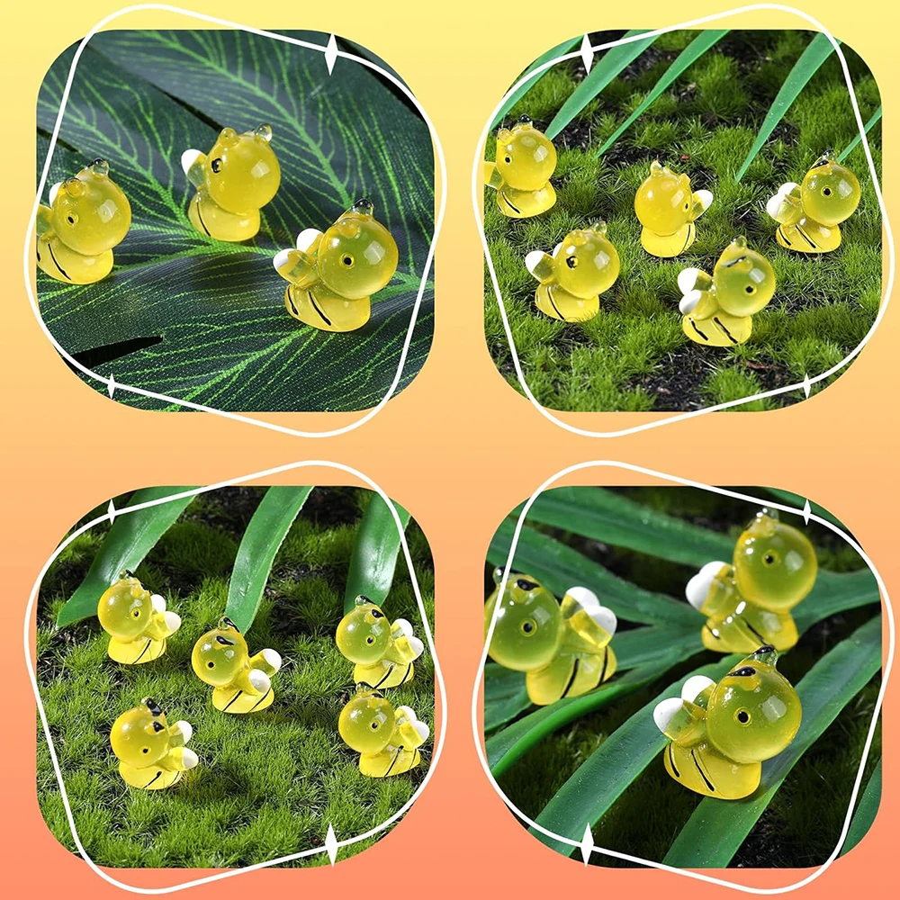 50 шт. светящиеся мини-фигурки пчел мини-смоляные пчелы крошечные смоляные для DIY