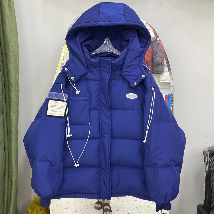 

Winter New Down Jacket Women's Hooded Fashion Thickened White Duck Down Casual Jacket Long Sleeve Solid Color Coat F748