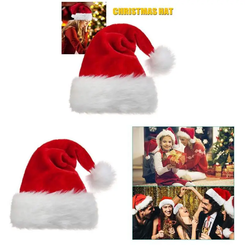 

Шапки Санта-Клауса шляпа с плюшевой отделкой, удобная для рождественской вечеринки
