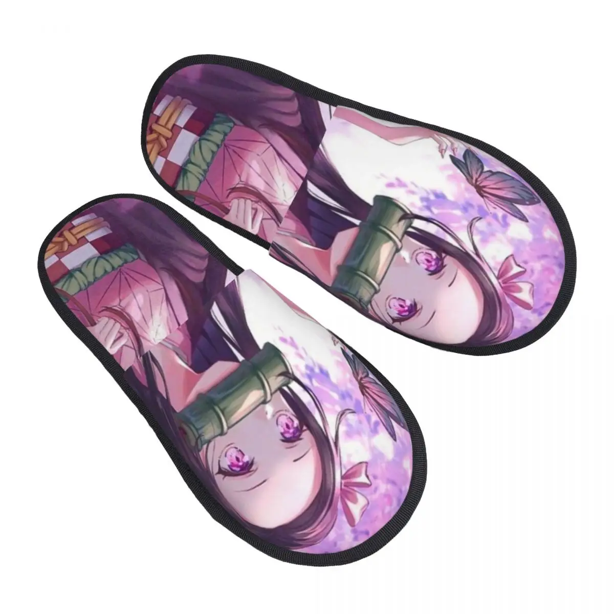 

Custom Kimetsu No Yaiba Nezuko Soft Memory Foam House Slippers Women Demon Slayer Anime Manga Comfy Warm Anti-Skid Slipper