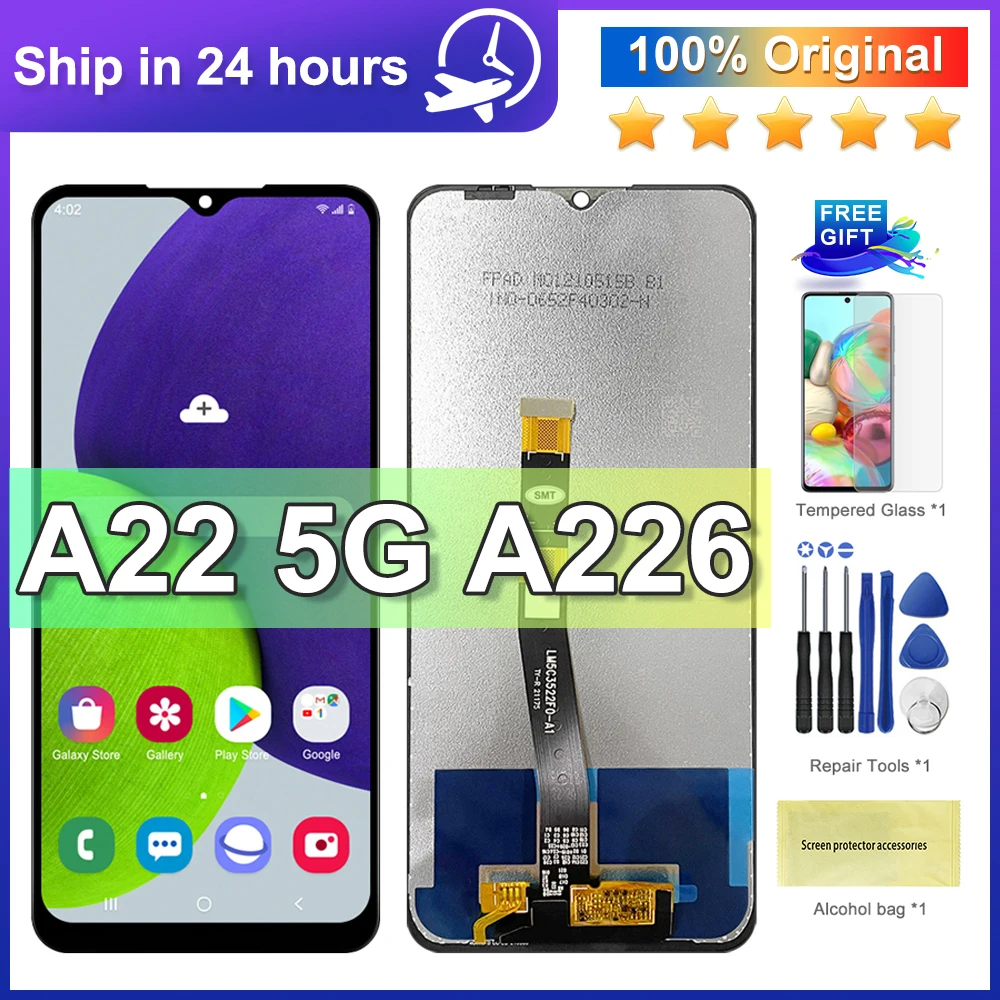 

Оригинальный дисплей 6,6 дюйма для Samsung Galaxy A22 5G A226B 5G/DS, дисплей с сенсорным экраном и дигитайзером в сборе, замена
