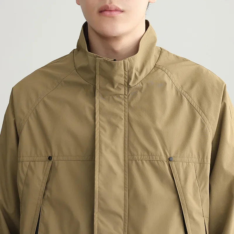 Мужской осенний Модный Универсальный блейзер с воротником-стойкой