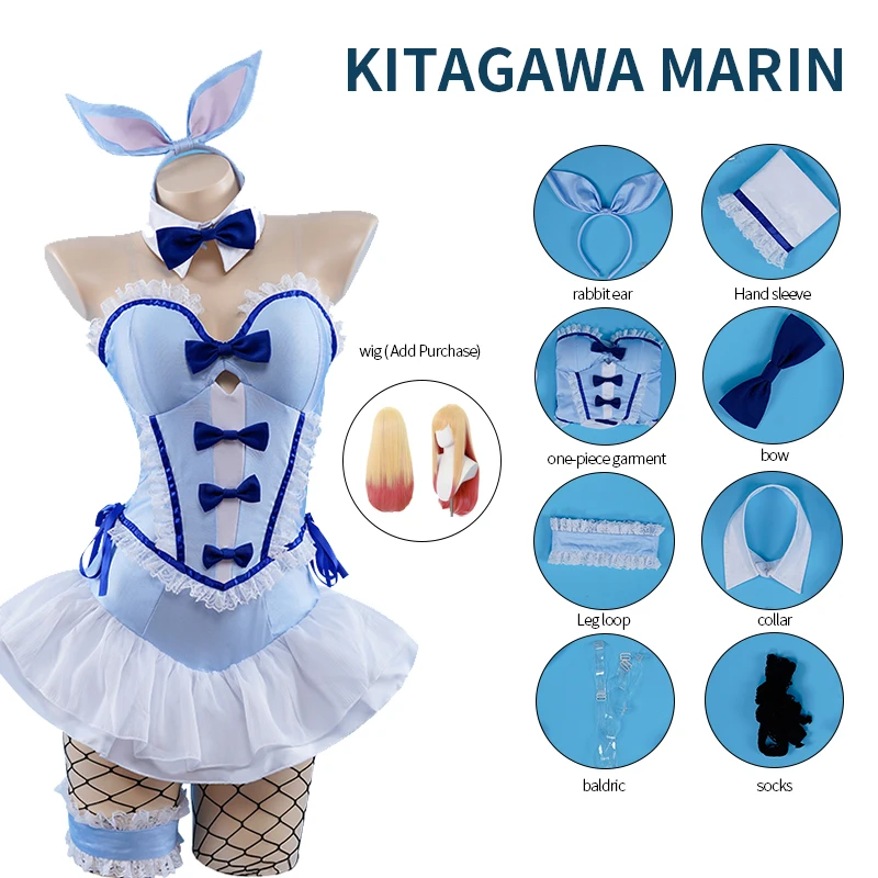 

Anime My Dress-Up Darling Kitagawa Marin Lovely Bunny Girl Bodysuit Cosplay Costumes Halloween Party Outfits Costumes for Woman