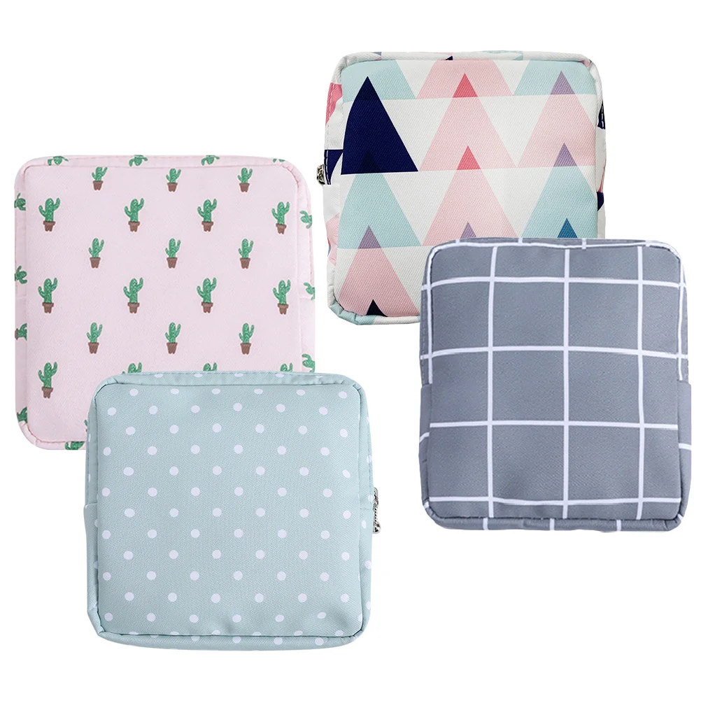 

4 Pcs Sanitary Napkin Storage Bag Towels Period Napkins Decor Menstrual Pad Container Bags Feminine Products Pouch