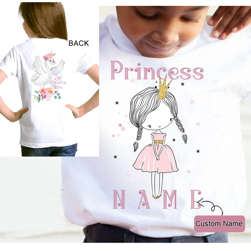 Princess T Shirt  for Girl Shirt Custom Name Summer Clothes Teen Girls Clothing Children Gift Kids Clothes Girls 8 To 12 Parties