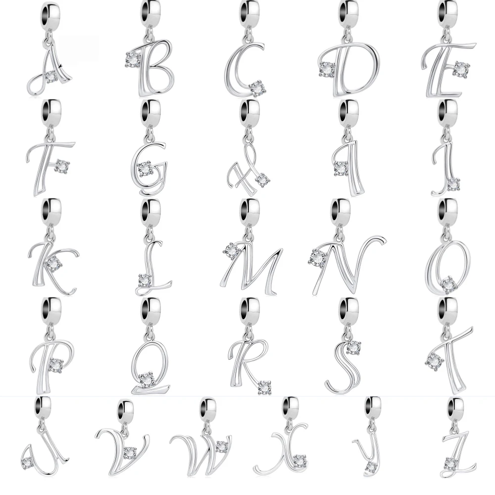 Женский браслет Алфавит из серебра 925 пробы с бусинами