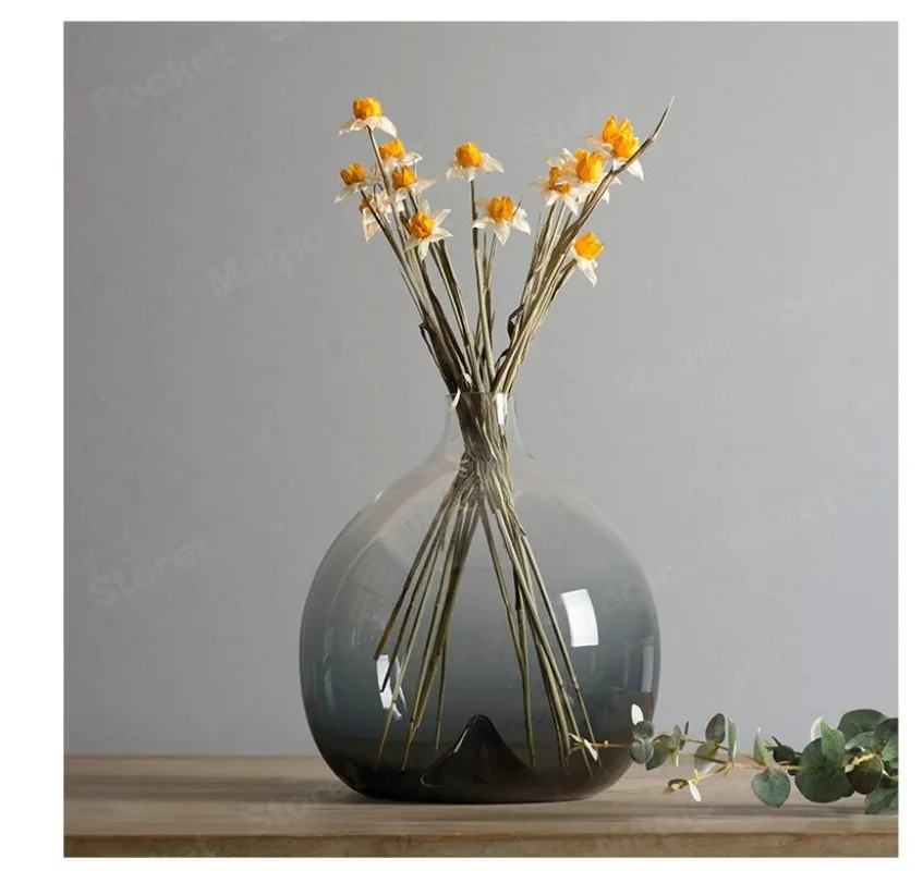 Новая ручная выдувная большая стеклянная ваза для живота оттенок стекла