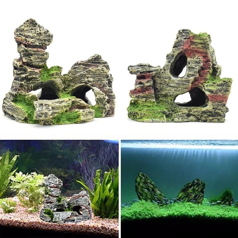 

Artificial Fish Tank Rockery Resin Rocks Mountain Hiding Cave Aquarium Decorations Underwater Landscaping Ornaments Accessories